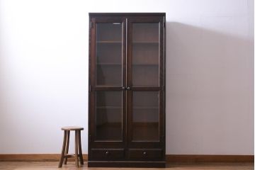 中古　北海道民芸家具　飾り棚にもおすすめな上質な作りのブックケース(本箱、収納棚、キャビネット)