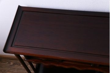 ビンテージ　民芸家具　カリン材　梅の木と小鳥の彫刻の飾り棚(茶棚、収納棚、花梨材)