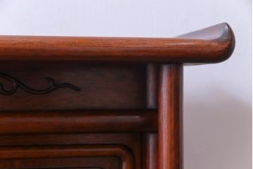 ビンテージ　民芸家具　カリン材　梅の木と小鳥の彫刻の飾り棚(茶棚、収納棚、花梨材)