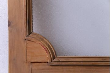 フランスアンティーク　DIY　レトロなデザインガラスの入った木製扉(ディスプレイ、建具)