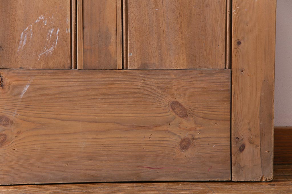 フランスアンティーク　DIY　レトロなデザインガラスの入った木製扉(ディスプレイ、建具)