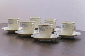 Nittoroyal(ニットーロイヤル、ノリタケ)　ボーンチャイナ　ブルーヒル(廃盤)　カップ&ソーサー6客セット