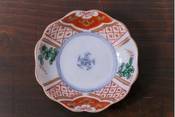 古民具・骨董　色絵染付　異なる紋様が可愛らしい豆皿2枚セット(小皿)
