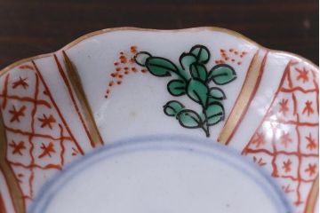 古民具・骨董　色絵染付　異なる紋様が可愛らしい豆皿2枚セット(小皿)