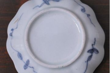 古民具・骨董　色絵染付　異なる紋様が可愛らしい豆皿2枚セット(小皿)