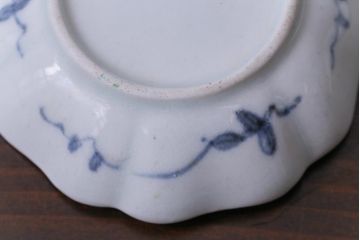 古民具・骨董　色絵染付　異なる紋様が可愛らしい豆皿2枚セット(小皿)