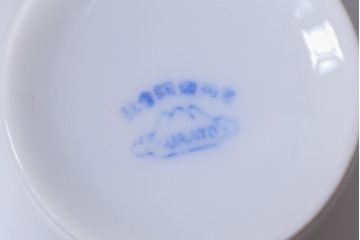 昭和レトロ　戦前　倉知陶器　青いバラがエレガントなカップ&ソーサー2客セット(洋食器)(1)