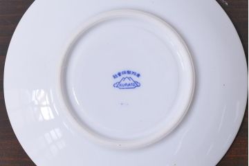 昭和レトロ　戦前　倉知陶器　青いバラがエレガントなカップ&ソーサー2客セット(洋食器)(1)