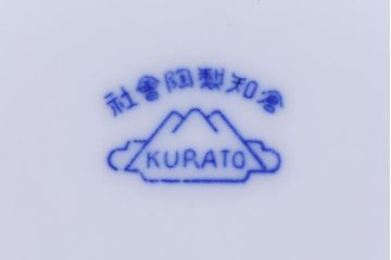 昭和レトロ　戦前　倉知陶器　青いバラがエレガントなカップ&ソーサー2客セット(洋食器)(1)