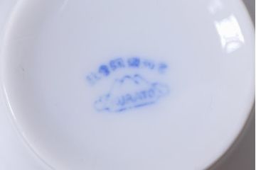 昭和レトロ　戦前　倉知陶器　青いバラがエレガントなカップ&ソーサー2客セット(洋食器)(2)