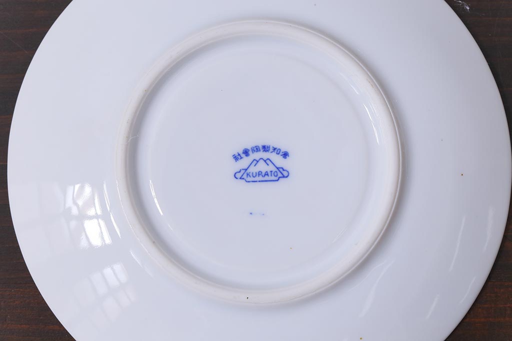 昭和レトロ　戦前　倉知陶器　青いバラがエレガントなカップ&ソーサー2客セット(洋食器)(2)