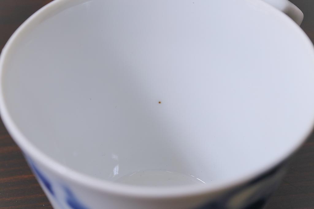 昭和レトロ　戦前　倉知陶器　青いバラがエレガントなカップ&ソーサー2客セット(洋食器)(2)