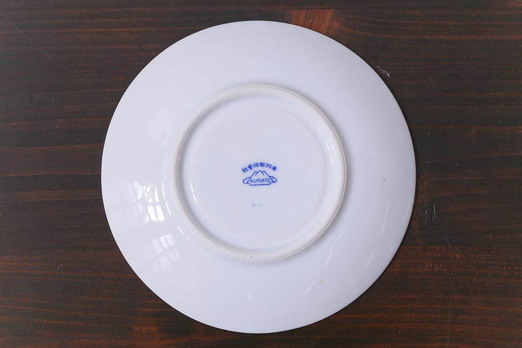 昭和レトロ　戦前　倉知陶器　青いバラがエレガントなカップ&ソーサー2客セット(洋食器)(3)