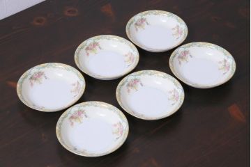 中古　オールドノリタケ(Noritake、則武)　ARVANA　エレガントな花柄の小皿6枚セット(プレート、洋食器)