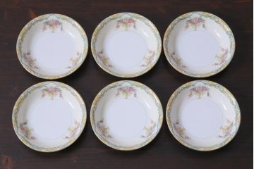 中古　オールドノリタケ(Noritake、則武)　ARVANA　エレガントな花柄の小皿6枚セット(プレート、洋食器)