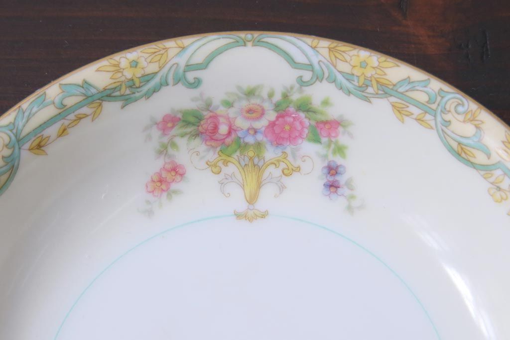 中古　オールドノリタケ(Noritake、則武)　ARVANA　エレガントな花柄の小皿6枚セット(プレート、洋食器)