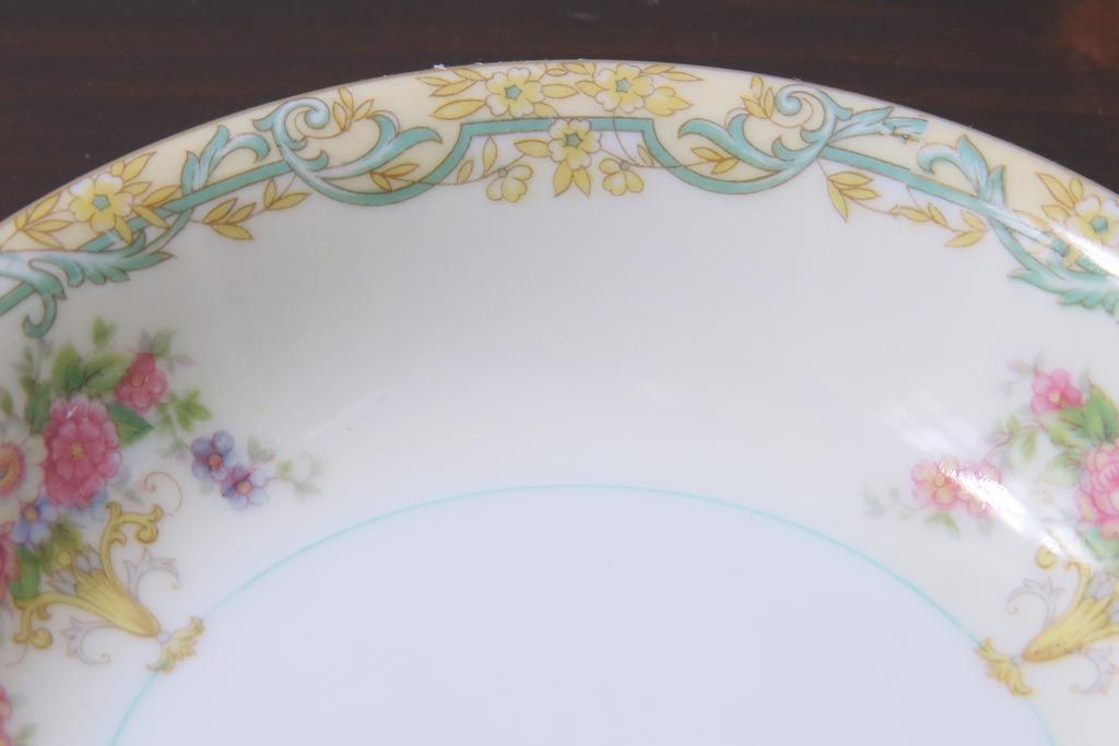 中古　オールドノリタケ(Noritake、則武)　ARVANA　エレガントな花柄の小皿6枚セット(プレート、洋食器)