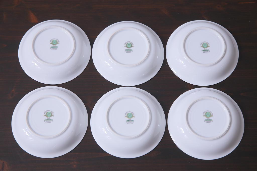 中古　オールドノリタケ(Noritake、則武)　ARVANA　エレガントな花柄の小皿6枚セット(プレート、洋食器)
