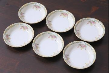 中古　オールドノリタケ(Noritake、則武)　ARVANA　エレガントな花柄の小皿6枚セット(プレート、洋食器)