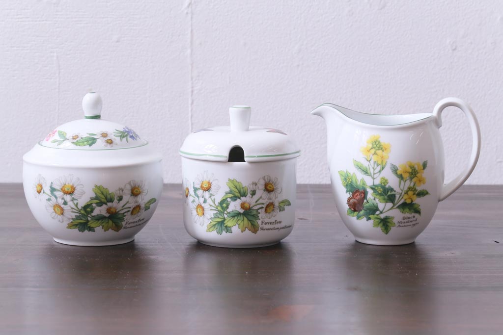 ROYAL WORCESTER(ロイヤルウースター)　WORCESTER　HERBS(ウースターハーブ)　ティーセット3点(シュガーポット、クリーマー)