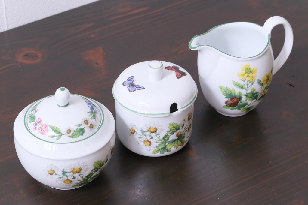 ROYAL WORCESTER(ロイヤルウースター)　WORCESTER　HERBS(ウースターハーブ)　ティーセット3点(シュガーポット、クリーマー)