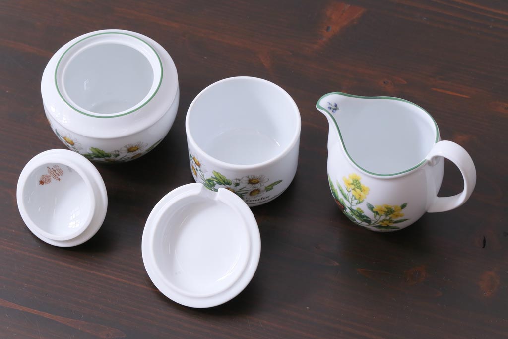 ROYAL WORCESTER(ロイヤルウースター)　WORCESTER　HERBS(ウースターハーブ)　ティーセット3点(シュガーポット、クリーマー)