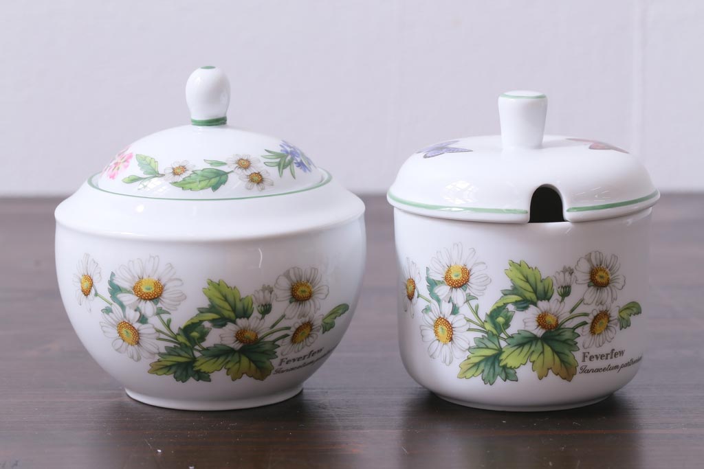 ROYAL WORCESTER(ロイヤルウースター)　WORCESTER　HERBS(ウースターハーブ)　ティーセット3点(シュガーポット、クリーマー)