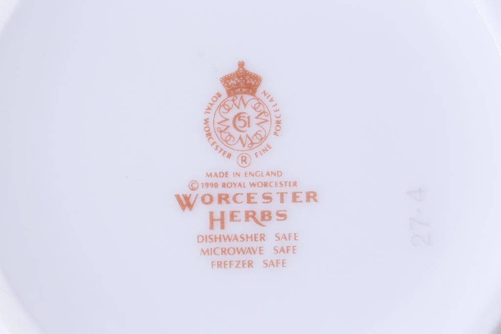 ROYAL WORCESTER(ロイヤルウースター)　WORCESTER　HERBS(ウースターハーブ)　ティーセット3点(シュガーポット、クリーマー)