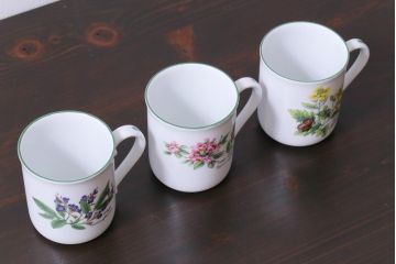 ROYAL WORCESTER(ロイヤルウースター)　WORCESTER　HERBS(ウースターハーブ)　コーヒーカップ3点セット