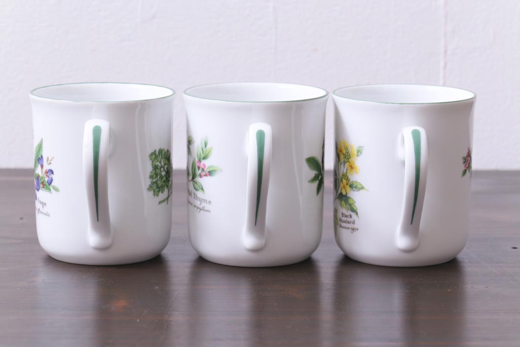 ROYAL WORCESTER(ロイヤルウースター)　WORCESTER　HERBS(ウースターハーブ)　コーヒーカップ3点セット