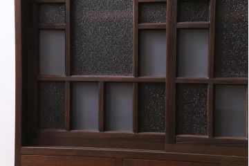 ラフジュ工房オリジナル　古建具リメイク　木の味わいが魅力的な鉄脚付き戸棚(収納棚)