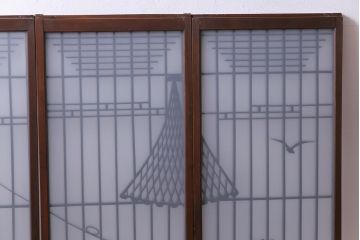 ラフジュ工房オリジナル　干し網・投げ網組子の書院戸をリメイクした収納棚(戸棚)