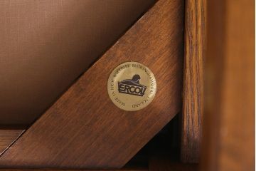 アンティーク家具　ERCOL(アーコール)　York Minster　花柄のファブリックと凝った彫刻を楽しめる一人掛けソファ(2)