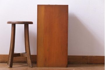 ヴィンテージ家具　ビンテージ　ヒノキ材　小物の収納にうってつけ!レトロで味のある縦長チェスト(引き出し)