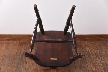 中古　松本民芸家具　背貫のデザインが目を引くB型ワイコムチェア(板座チェア、ワークチェア)(1)