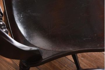 中古　松本民芸家具　背貫のデザインが目を引くB型ワイコムチェア(板座チェア、ワークチェア)(2)