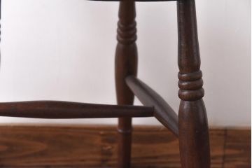 アンティーク家具　イギリスアンティーク　ニレ材・ビーチ材　凝った背貫と素朴な雰囲気が魅力のダイニングチェア(ワークチェア)(2)