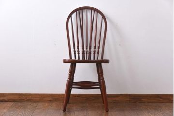 ヴィンテージ家具　秋田木工　ビンテージ品　スティックバック　こだわりあふれた意匠が魅力的なダイニングチェア(ウィンザーチェア、椅子、ウインザーチェア)