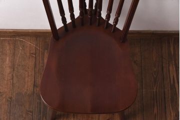 ヴィンテージ家具　秋田木工　ビンテージ品　スティックバック　こだわりあふれた意匠が魅力的なダイニングチェア(ウィンザーチェア、椅子、ウインザーチェア)