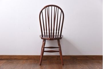 ヴィンテージ家具　秋田木工　ビンテージ品　スティックバック　こだわりあふれた意匠が魅力的なダイニングチェア(ウィンザーチェア、椅子、ウインザーチェア)