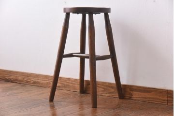 ヴィンテージ家具　イギリスビンテージ　ぬくもり感じる風合いのレトロなスツール(椅子、花台)