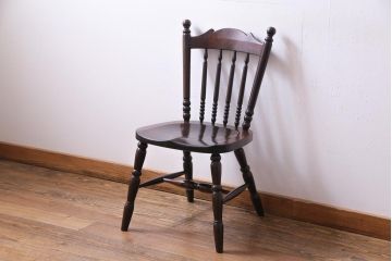 中古美品　松本民芸家具　クラシカルな16型スピンドルチェア(ダイニングチェア、椅子)(1)
