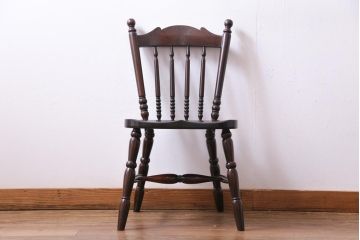 中古美品　松本民芸家具　クラシカルな16型スピンドルチェア(ダイニングチェア、椅子)(1)
