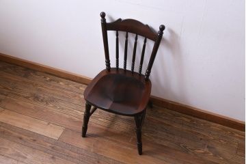 中古美品　松本民芸家具　クラシカルな16型スピンドルチェア(ダイニングチェア、椅子)(1)