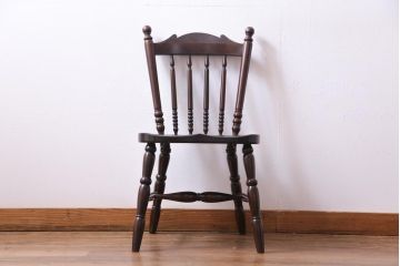 中古美品　松本民芸家具　クラシカルな16型スピンドルチェア(ダイニングチェア、椅子)(2)