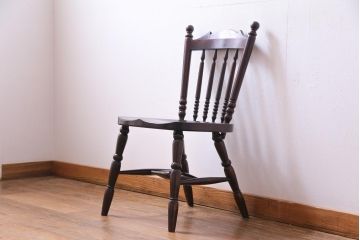 中古美品　松本民芸家具　クラシカルな16型スピンドルチェア(ダイニングチェア、椅子)(2)