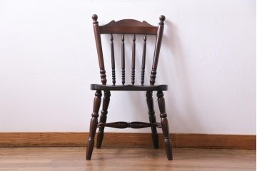 中古美品　松本民芸家具　クラシカルな16型スピンドルチェア(ダイニングチェア、椅子)(3)
