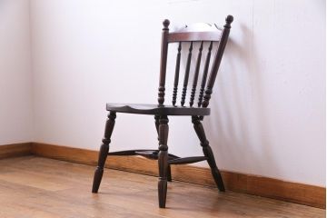 中古美品　松本民芸家具　クラシカルな16型スピンドルチェア(ダイニングチェア、椅子)(3)