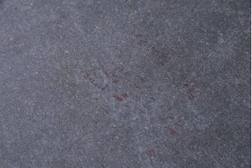 アンティーク家具　イタリア　MAGEIA　チーク材　個性的なストーントップテーブル(カフェテーブル)