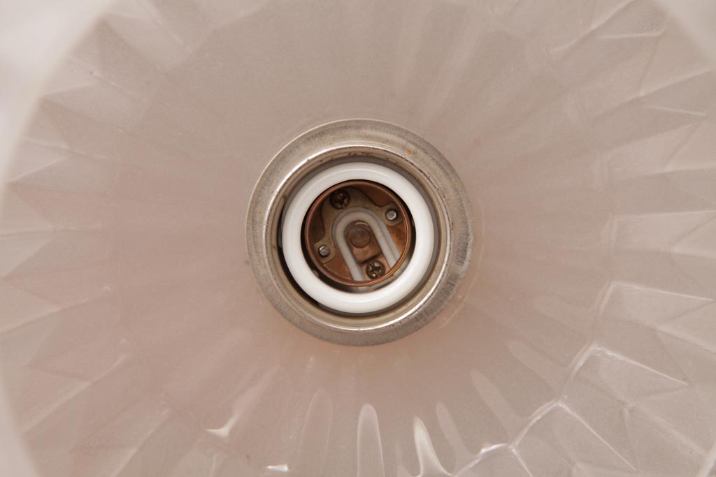 フランスビンテージ　幾何学模様がモダンなフロストガラスシェードのペンダントライト(天井照明)